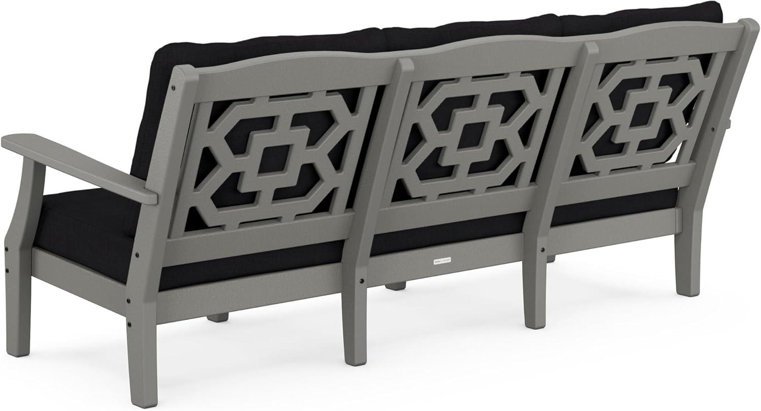 imageMartha Stewart by POLYWOOD Chinoiserie Deep Seating Sofa in WhiteGlacier SpaSlate Grey Midnight Linen