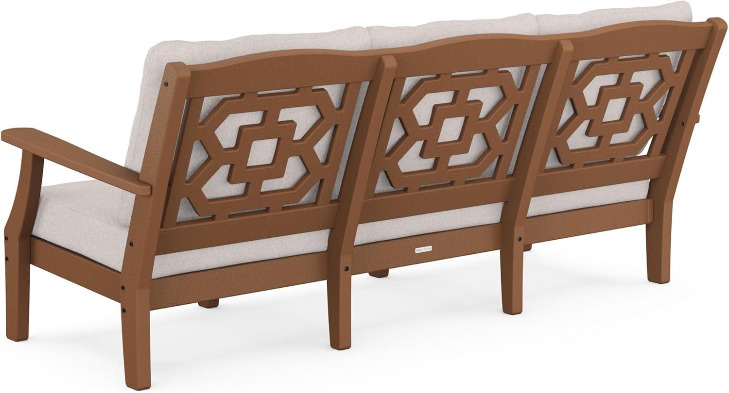 imageMartha Stewart by POLYWOOD Chinoiserie Deep Seating Sofa in WhiteGlacier SpaTeak Dune Burlap