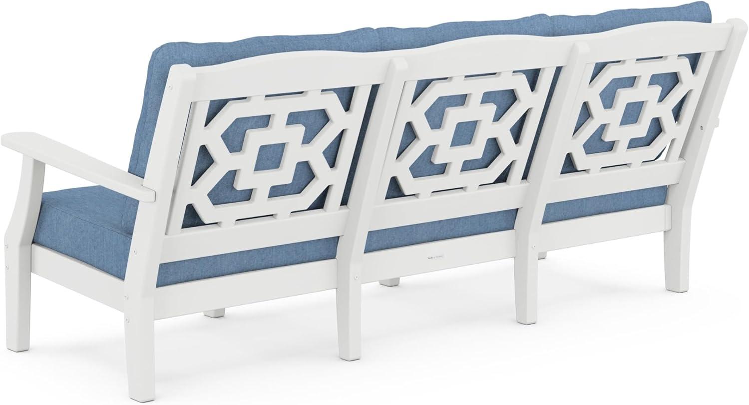 imageMartha Stewart by POLYWOOD Chinoiserie Deep Seating Sofa in WhiteGlacier SpaWhite Sky Blue