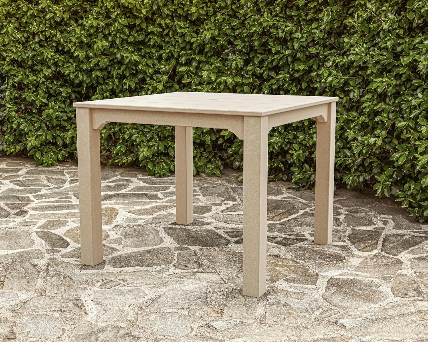 imageMartha Stewart by POLYWOOD Chinoiserie Parsons 38quot Square Dining Table in BlackMahogany