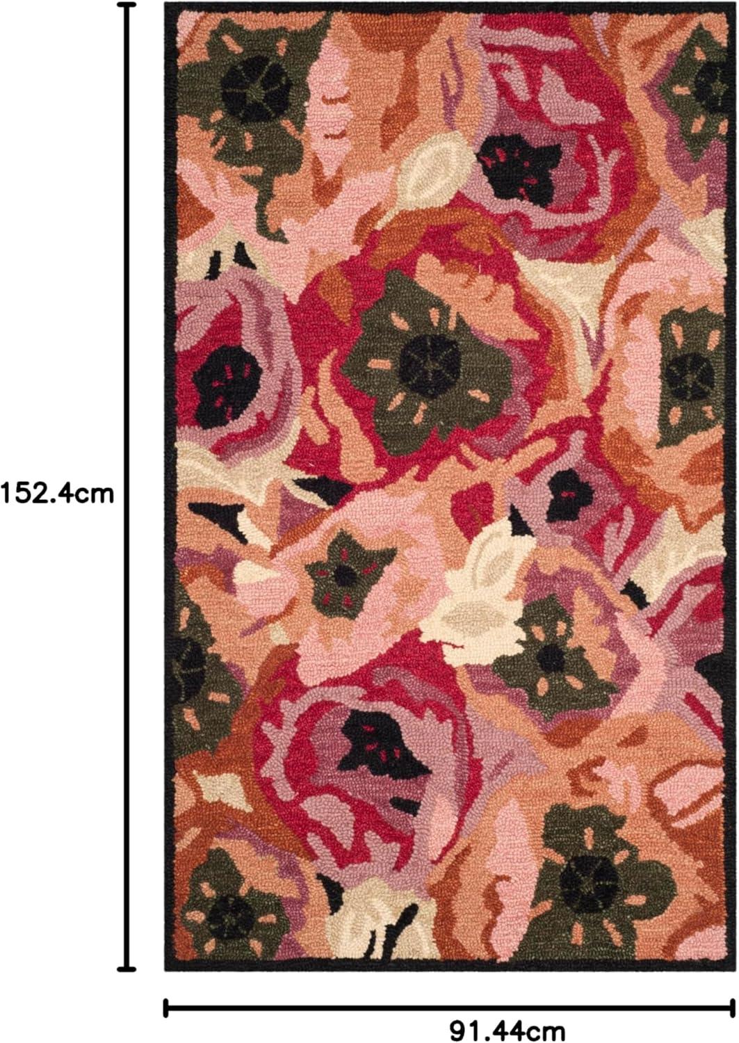 imageMartha Stewart x SAFAVIEH Area Rug Collection 3 x 5 Red Handmade Wool Ideal for Living Room Bedroom Foyer Accent Space MSR4872ARed