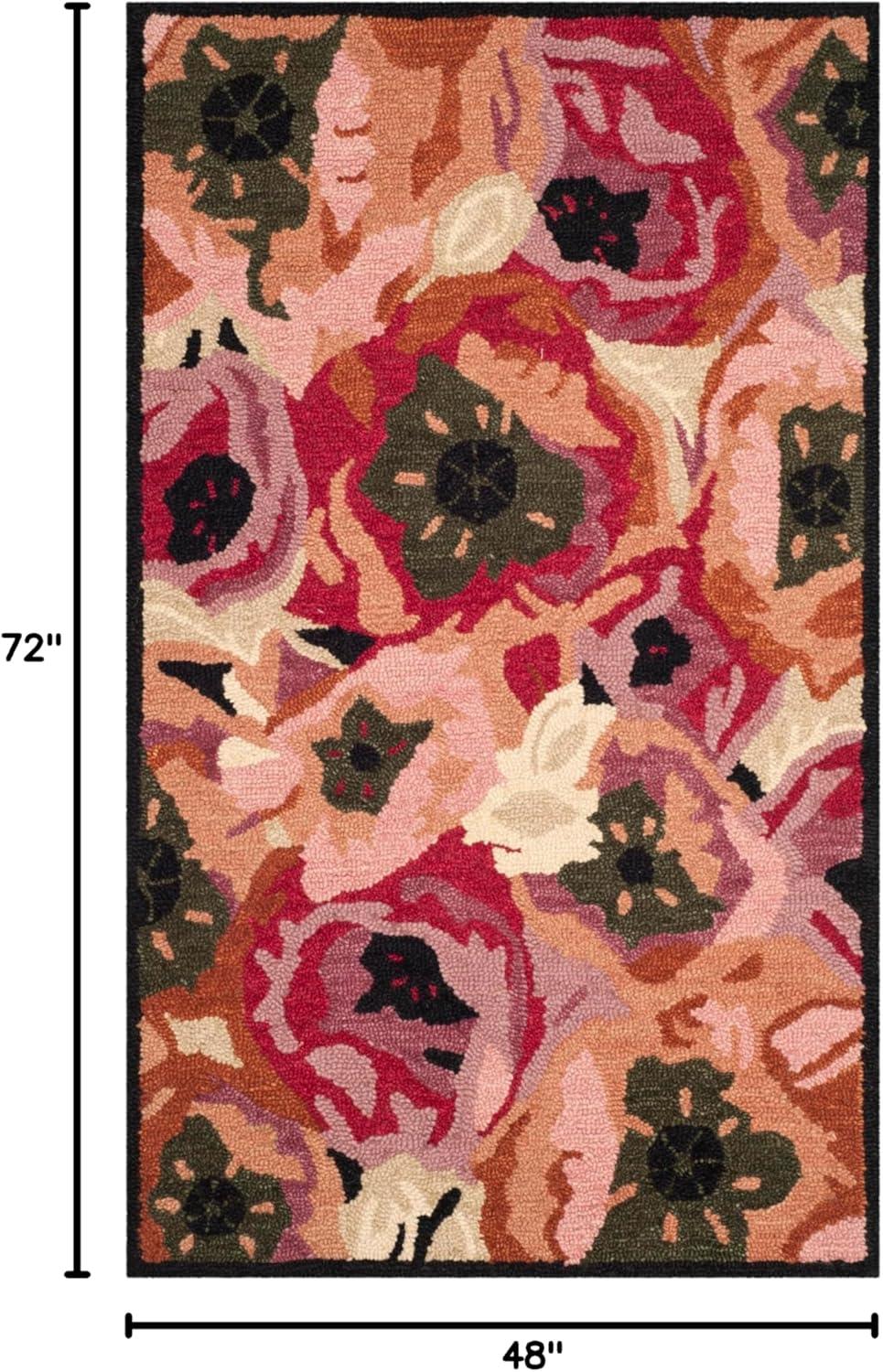 imageMartha Stewart x SAFAVIEH Area Rug Collection 3 x 5 Red Handmade Wool Ideal for Living Room Bedroom Foyer Accent Space MSR4872ARed