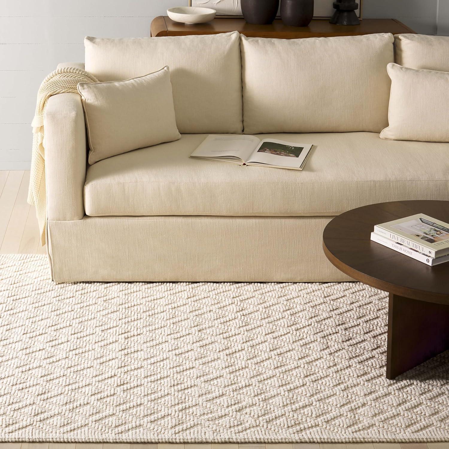 imageMartha Stewart x SAFAVIEH Area Rug Collection 4 x 6 Ivory Handmade Wool Ideal for Living Room Foyer Bedroom Accent Space MSR3504AIvory
