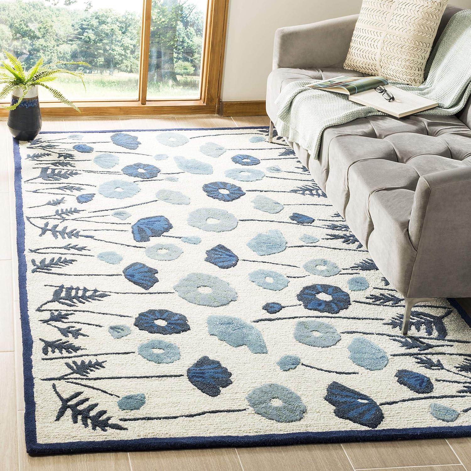 imageMartha Stewart x SAFAVIEH Area Rug Collection 6 Round Nutshell Brown Handmade Wool ampamp Viscose Ideal for Living Room Bedroom Office Dining Space MSR3627CAzurite Blue