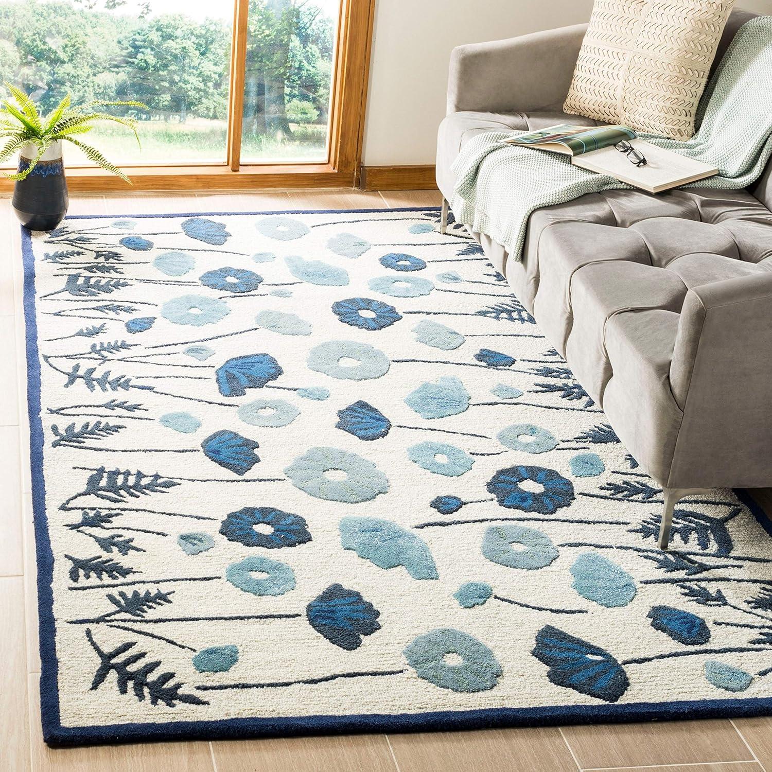 imageMartha Stewart x SAFAVIEH Area Rug Collection 6 Round Nutshell Brown Handmade Wool ampamp Viscose Ideal for Living Room Bedroom Office Dining Space MSR3627CAzurite Blue