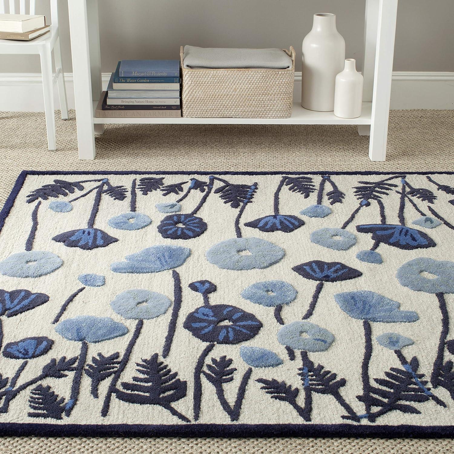 imageMartha Stewart x SAFAVIEH Area Rug Collection 6 Round Nutshell Brown Handmade Wool ampamp Viscose Ideal for Living Room Bedroom Office Dining Space MSR3627CAzurite Blue