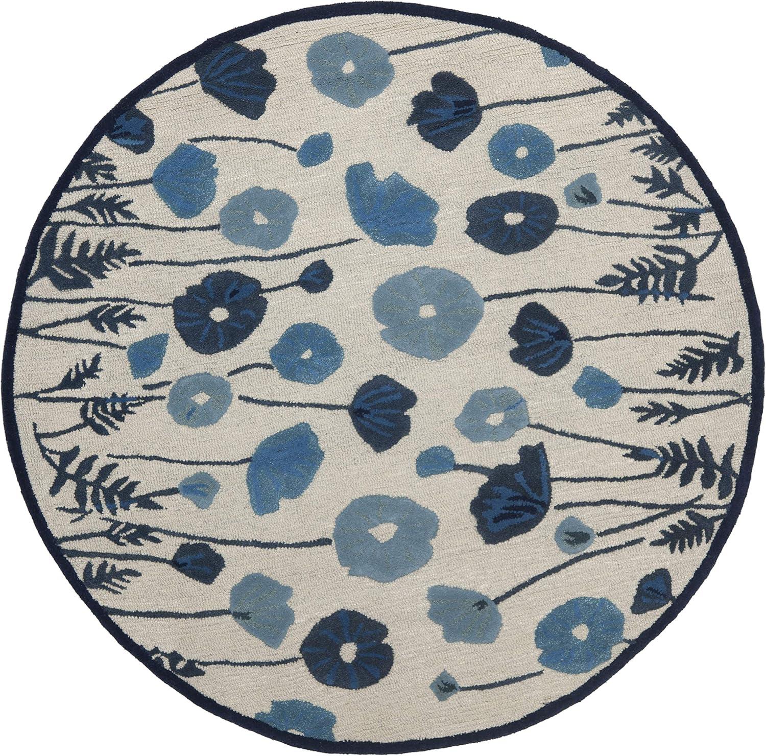 imageMartha Stewart x SAFAVIEH Area Rug Collection 6 Round Nutshell Brown Handmade Wool ampamp Viscose Ideal for Living Room Bedroom Office Dining Space MSR3627CAzurite Blue