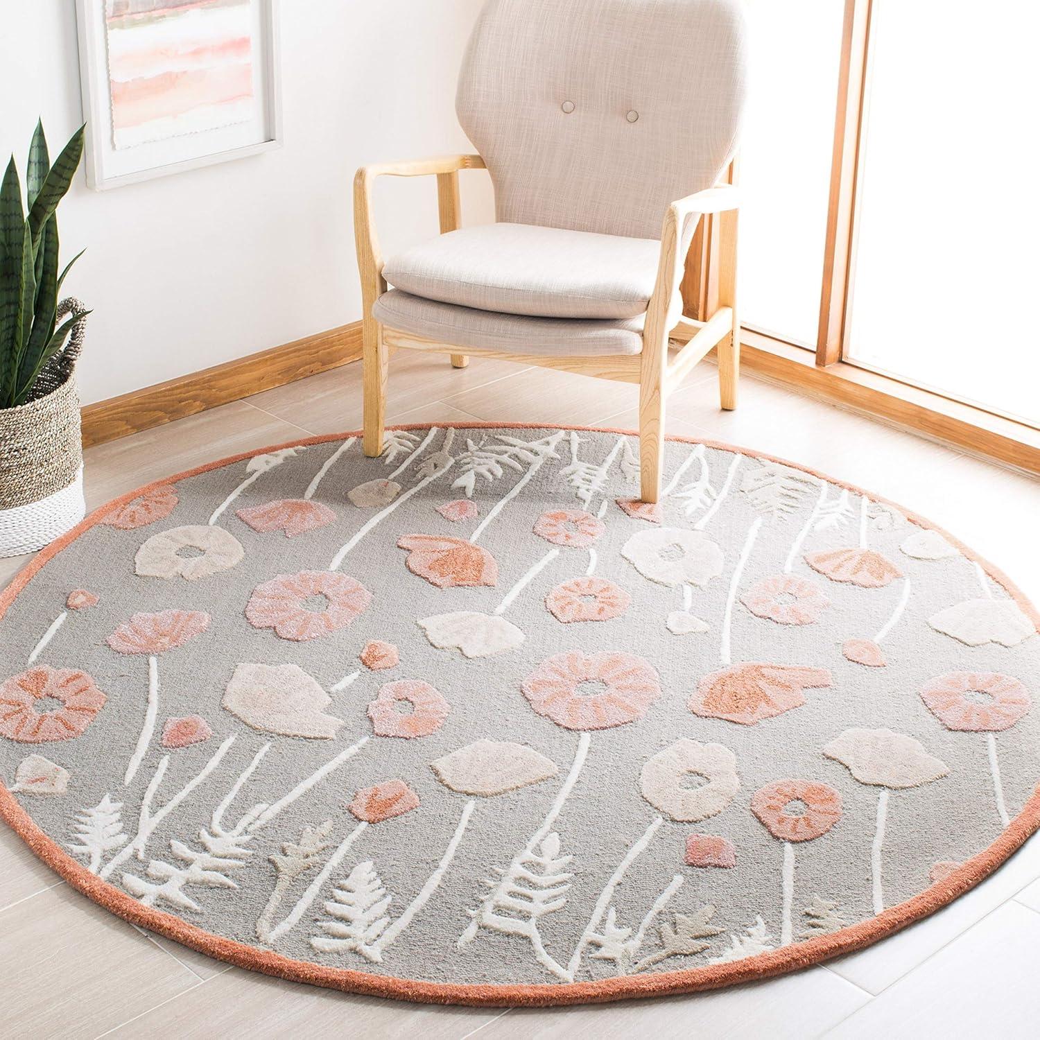 imageMartha Stewart x SAFAVIEH Area Rug Collection 6 Round Nutshell Brown Handmade Wool ampamp Viscose Ideal for Living Room Bedroom Office Dining Space MSR3627CAzurite Blue