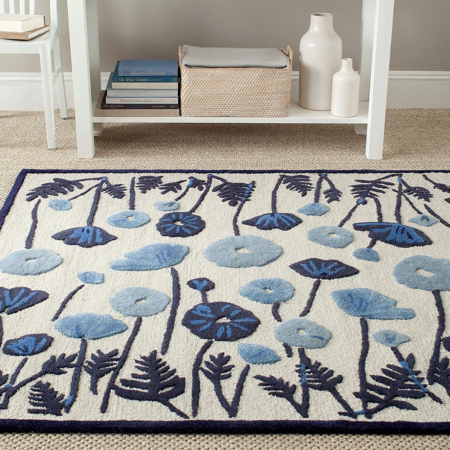 imageMartha Stewart x SAFAVIEH Area Rug Collection 6 Round Nutshell Brown Handmade Wool ampamp Viscose Ideal for Living Room Bedroom Office Dining Space MSR3627CAzurite Blue