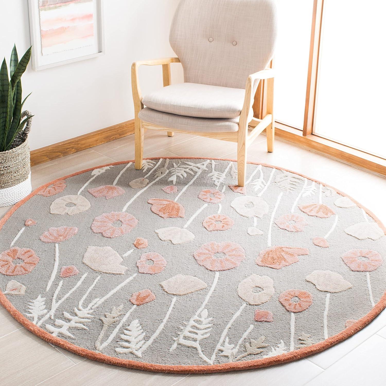 imageMartha Stewart x SAFAVIEH Area Rug Collection 6 Round Nutshell Brown Handmade Wool ampamp Viscose Ideal for Living Room Bedroom Office Dining Space MSR3627CAzurite Blue