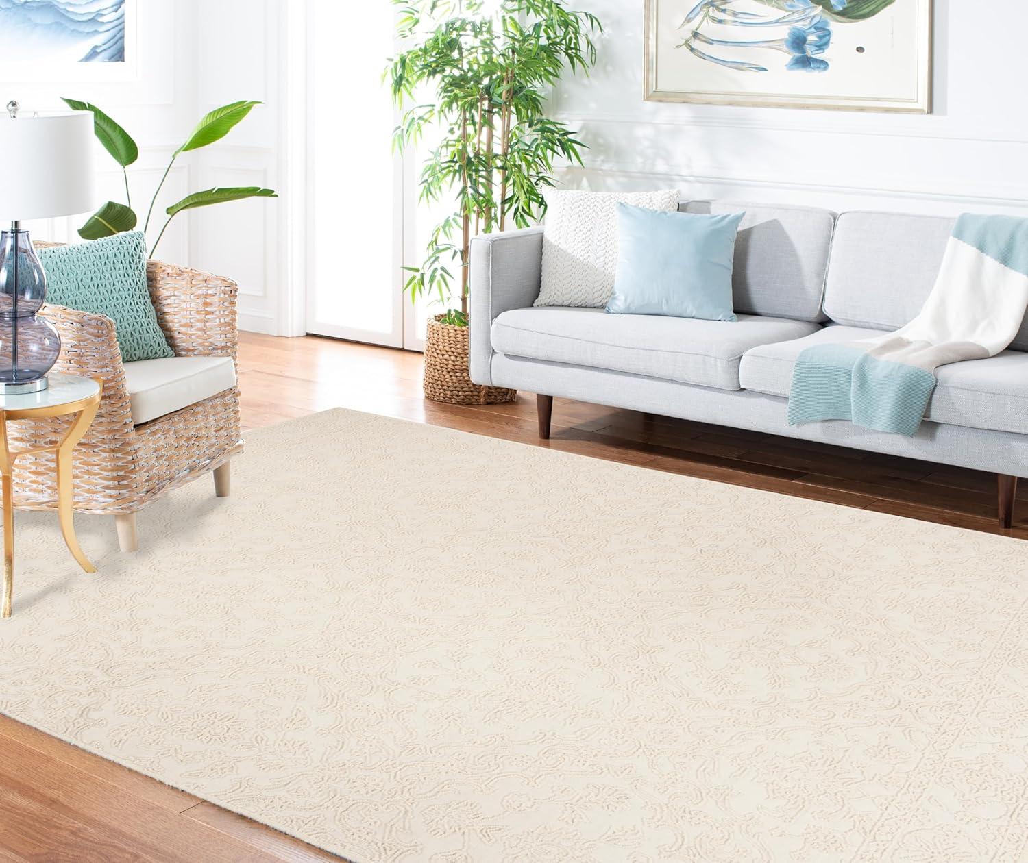 imageMartha Stewart x SAFAVIEH Area Rug Collection 8 x 10 Ivory Handmade Wool Ideal for Living Room Bedroom Office Dining Space MSR3512CIvory