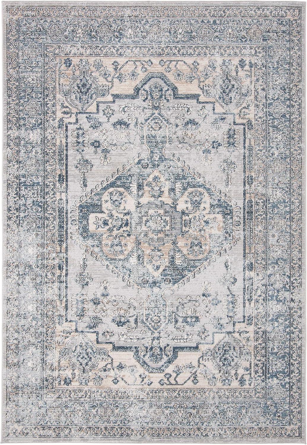 imageMartha Stewart x SAFAVIEH Area Rug Collection 8 x 10 Light Blue ampamp Ivory NonShedding ampamp Easy Cleaning Ideal for Living Room Bedroom Office Dining Space MSR877MLight Blue Ivory
