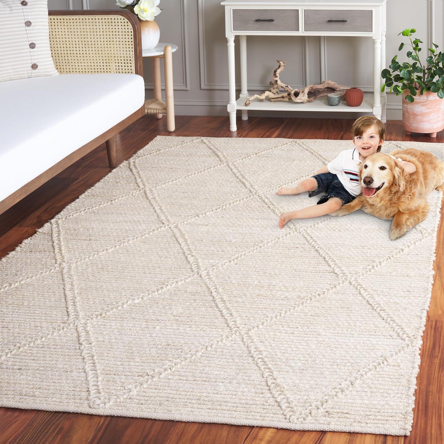 imageMartha Stewart x SAFAVIEH Area Rug Collection 8 x 10 Natural Brown Handmade Jute Farmhouse Style Ideal for Living Room Bedroom Dining Space MSR9553ANatural