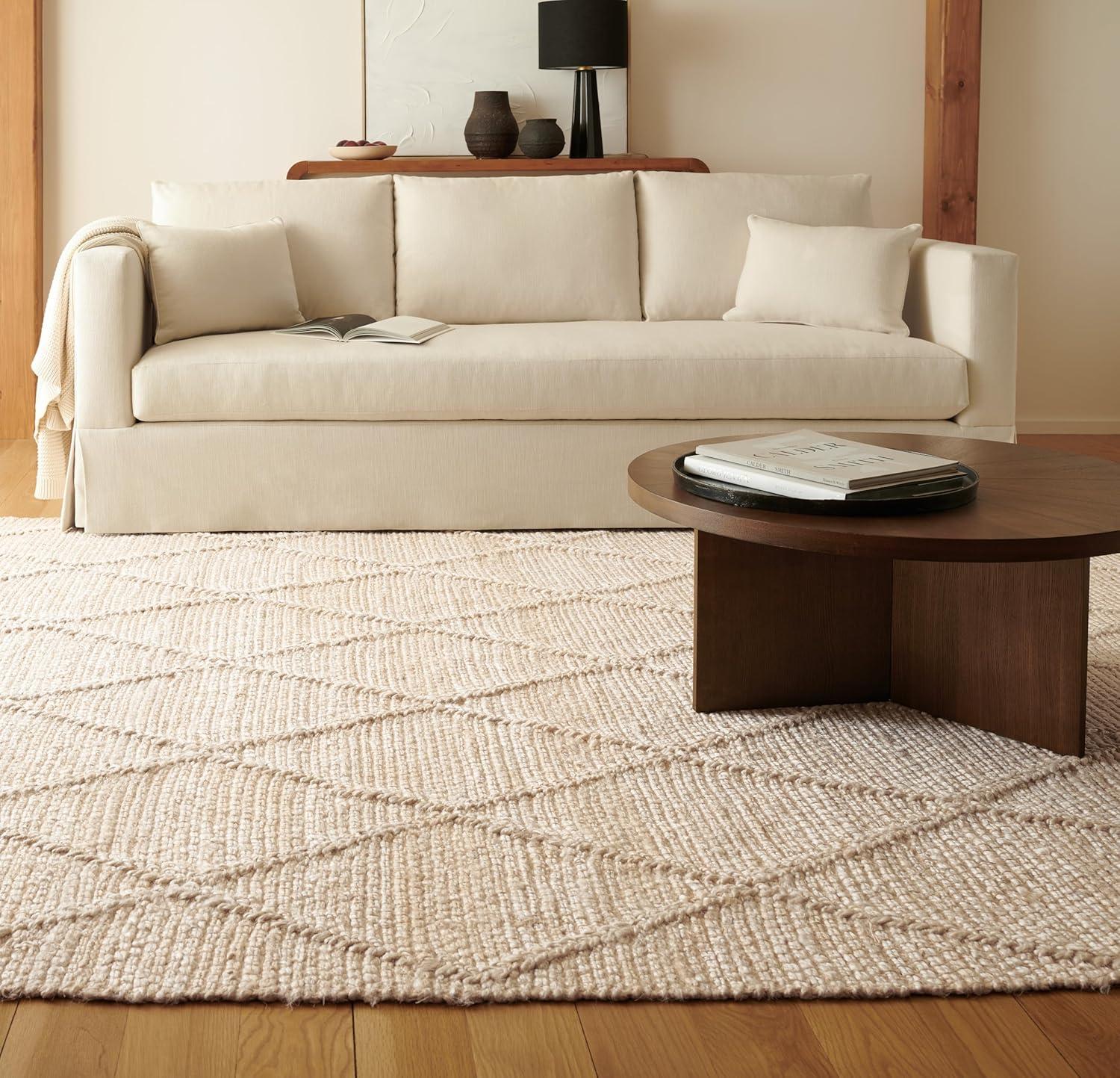 imageMartha Stewart x SAFAVIEH Area Rug Collection 8 x 10 Natural Brown Handmade Jute Farmhouse Style Ideal for Living Room Bedroom Dining Space MSR9553ANatural