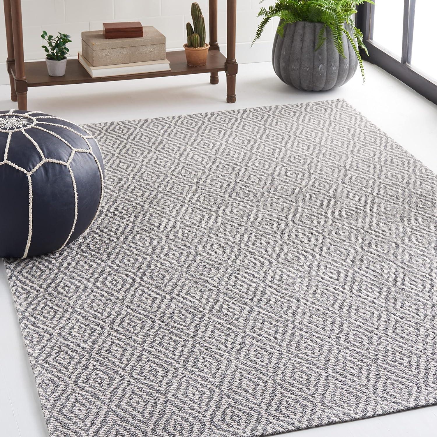 imageMartha Stewart x SAFAVIEH Area Rug Collection 9 x 12 Taupe ampamp Cream Cotton Ideal for Living Room Bedroom Office Dining Space MSR484EGreyIvory