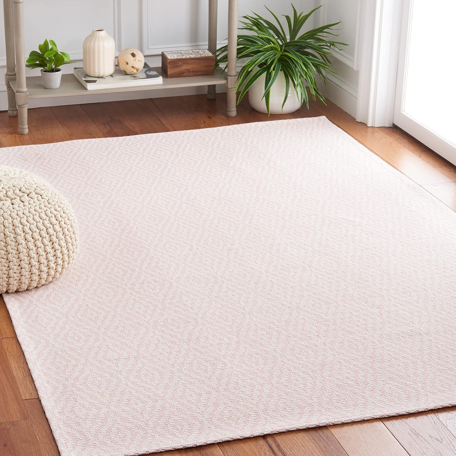 imageMartha Stewart x SAFAVIEH Area Rug Collection 9 x 12 Taupe ampamp Cream Cotton Ideal for Living Room Bedroom Office Dining Space MSR484EPinkIvory