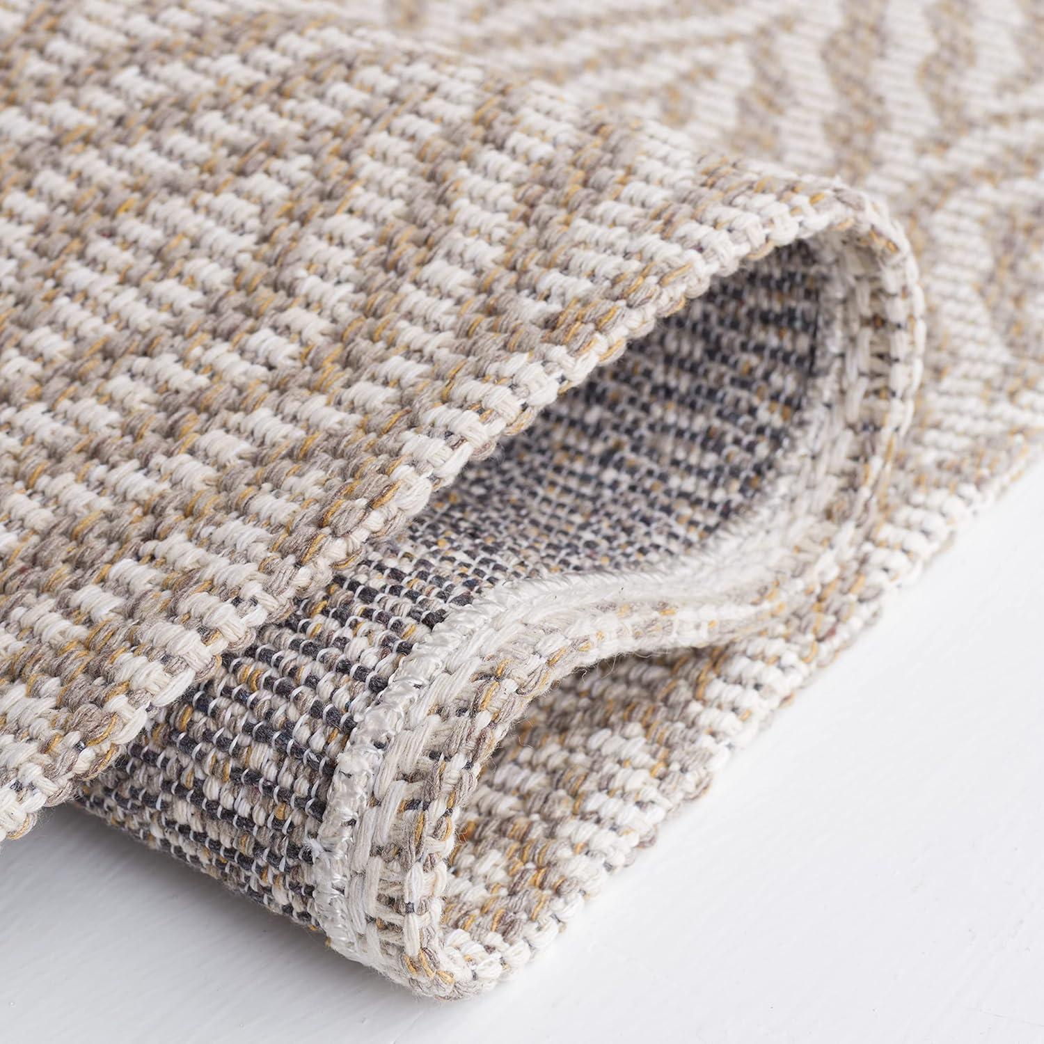 imageMartha Stewart x SAFAVIEH Area Rug Collection 9 x 12 Taupe ampamp Cream Cotton Ideal for Living Room Bedroom Office Dining Space MSR484ETaupeCream