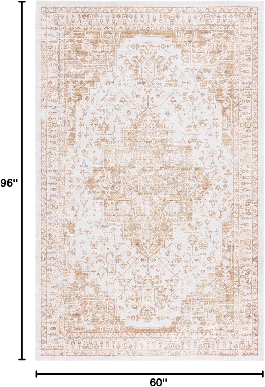 imageMartha Stewart x SAFAVIEH Machine Washable Area Rug Collection 5 x 8 Beige ampamp Gold Slip Resistant ampamp Easy Cleaning Ideal for Ideal for Living Room Bedroom Dining Space MSRW127BBeigeGold