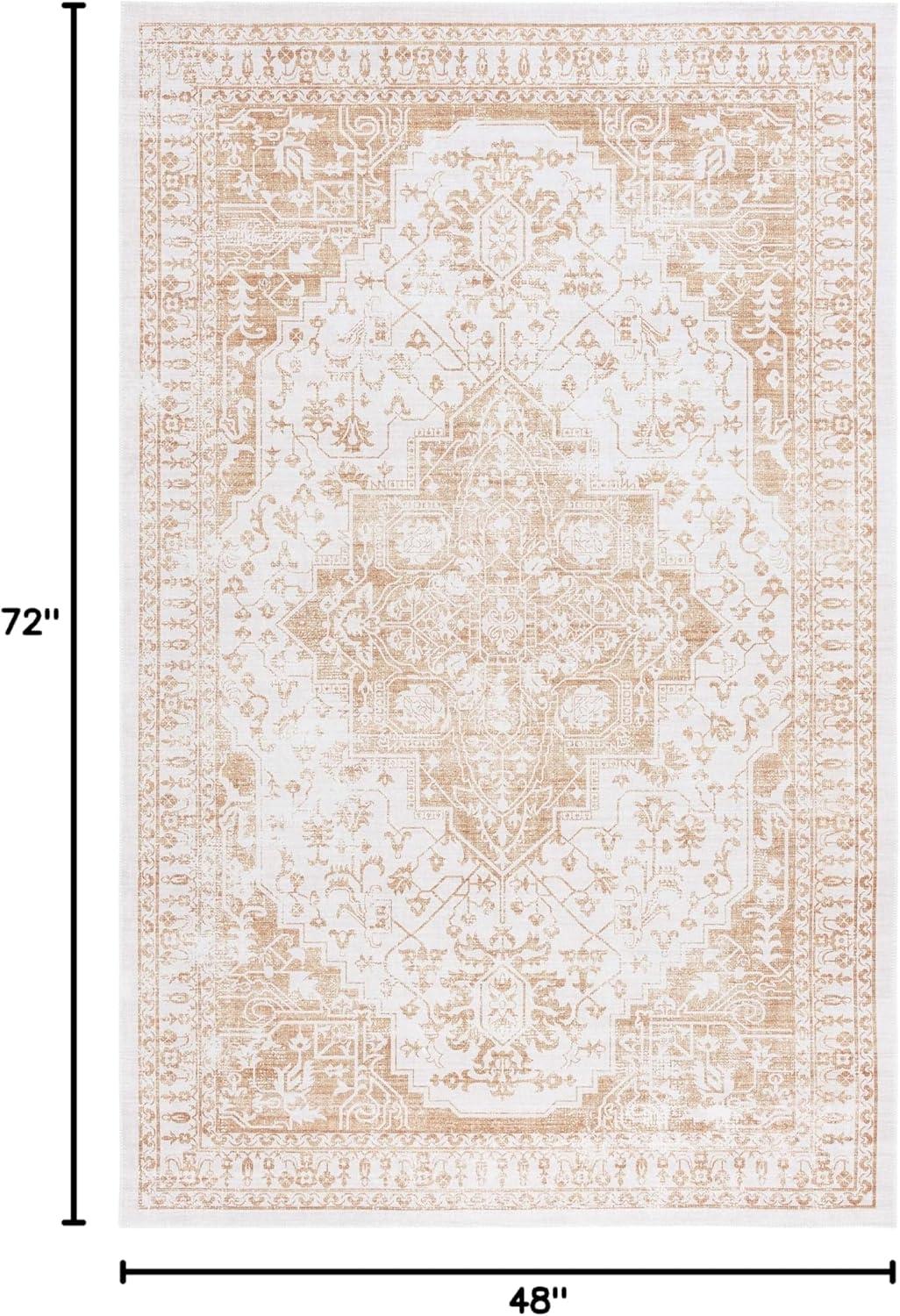 imageMartha Stewart x SAFAVIEH Machine Washable Area Rug Collection 5 x 8 Beige ampamp Gold Slip Resistant ampamp Easy Cleaning Ideal for Ideal for Living Room Bedroom Dining Space MSRW127BBeigeGold