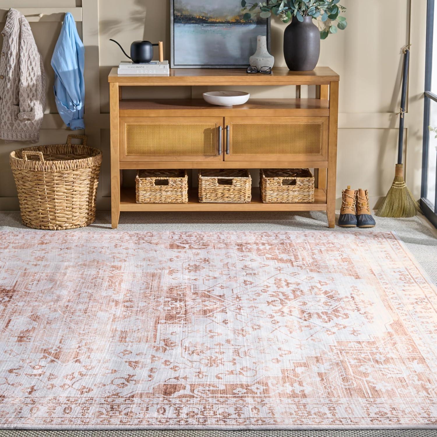 imageMartha Stewart x SAFAVIEH Machine Washable Area Rug Collection 5 x 8 Beige ampamp Gold Slip Resistant ampamp Easy Cleaning Ideal for Ideal for Living Room Bedroom Dining Space MSRW127BBeigeGold