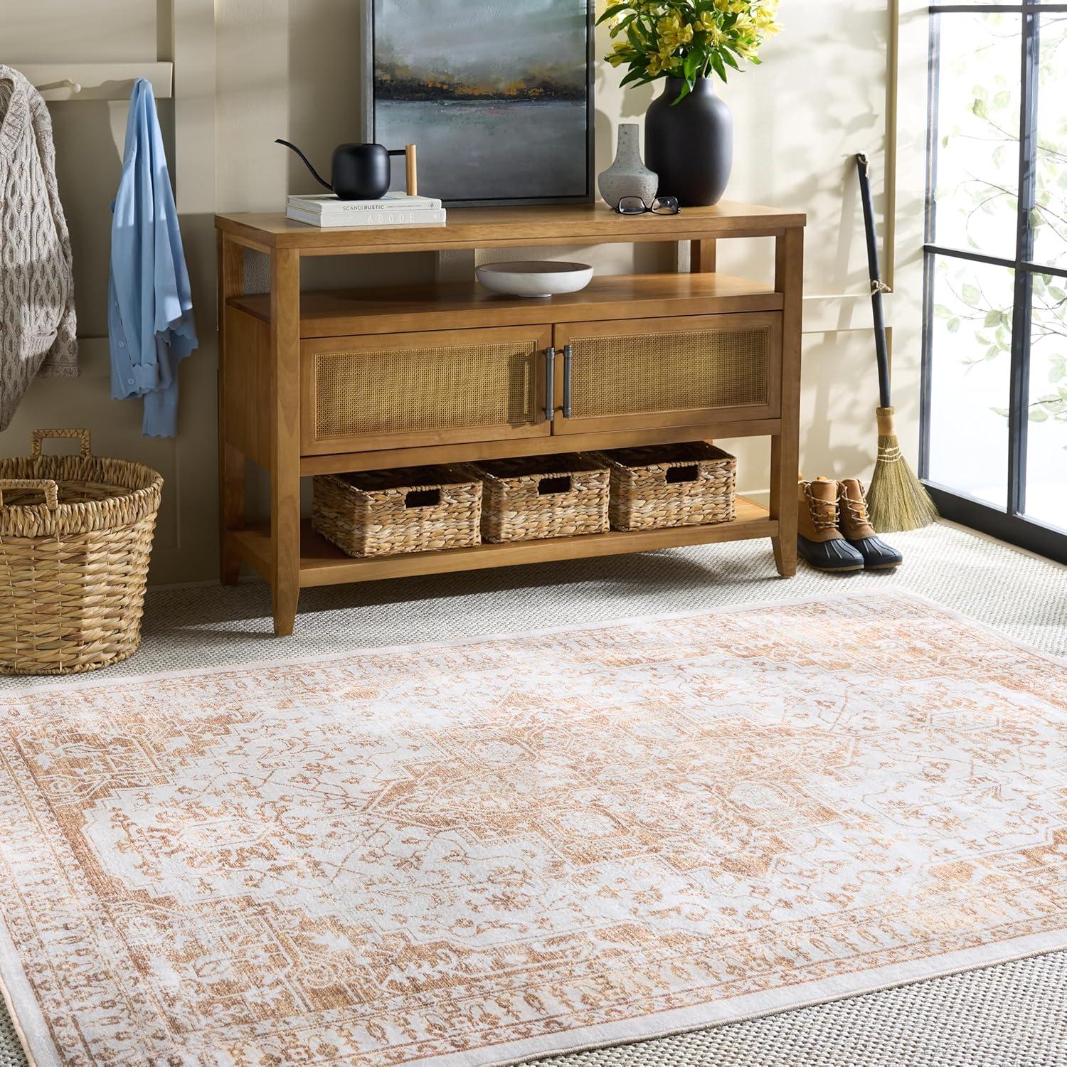 imageMartha Stewart x SAFAVIEH Machine Washable Area Rug Collection 5 x 8 Beige ampamp Gold Slip Resistant ampamp Easy Cleaning Ideal for Ideal for Living Room Bedroom Dining Space MSRW127BBeigeGold