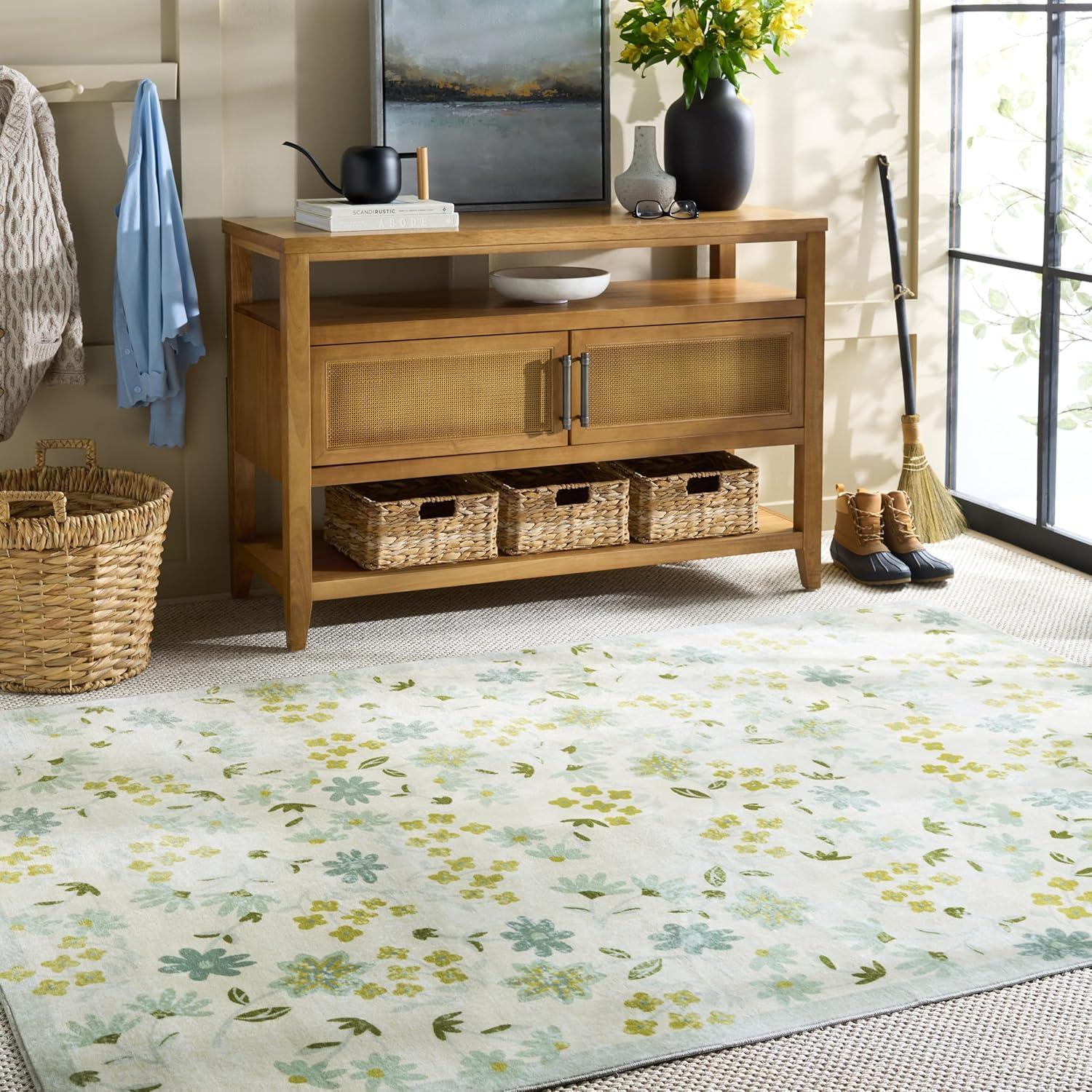 imageMartha Stewart x SAFAVIEH Machine Washable Area Rug Collection 5 x 8 Beige ampamp Light Green Slip Resistant ampamp Easy Cleaning Ideal for Ideal for Living Room Bedroom Dining Space MSRW189BBeigeLight Green