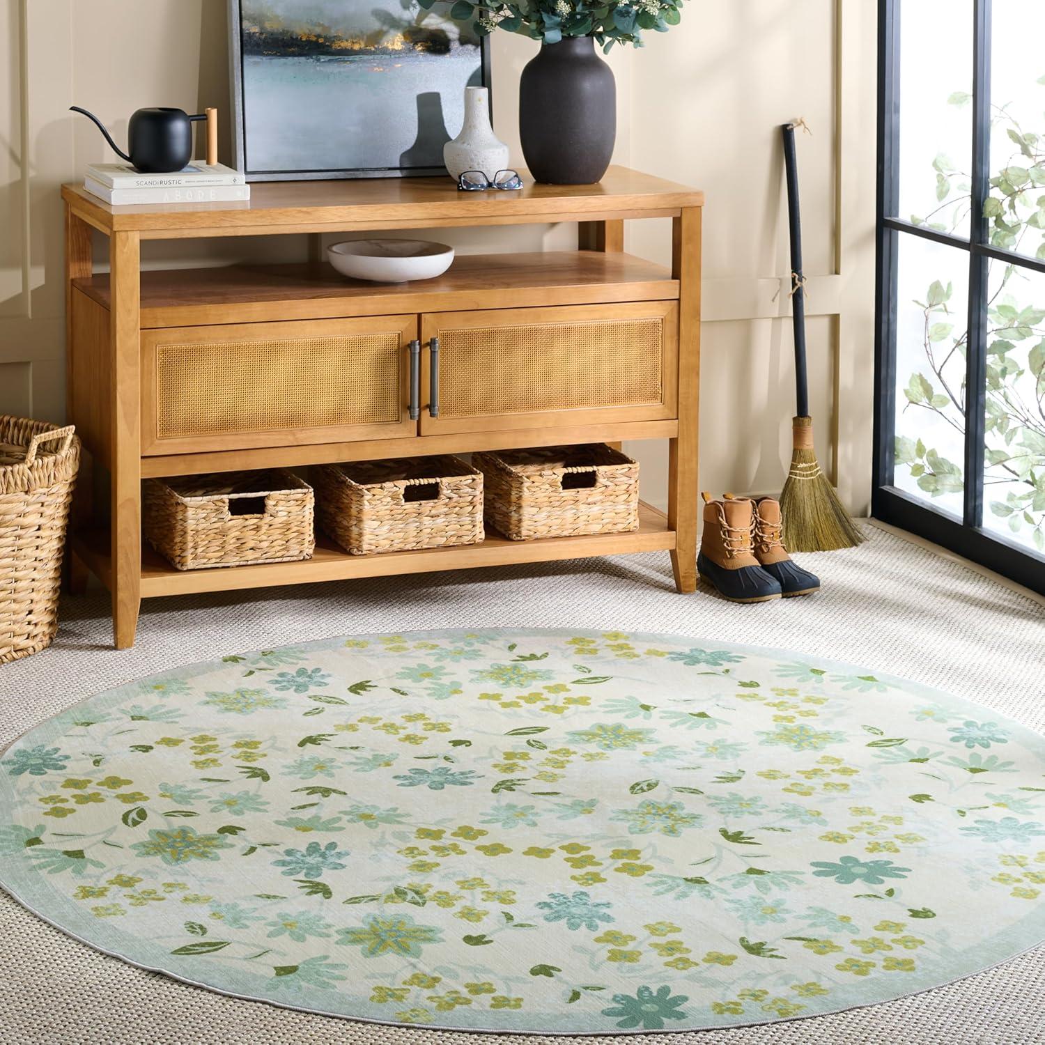 imageMartha Stewart x SAFAVIEH Machine Washable Area Rug Collection 5 x 8 Beige ampamp Light Green Slip Resistant ampamp Easy Cleaning Ideal for Ideal for Living Room Bedroom Dining Space MSRW189BBeigeLight Green