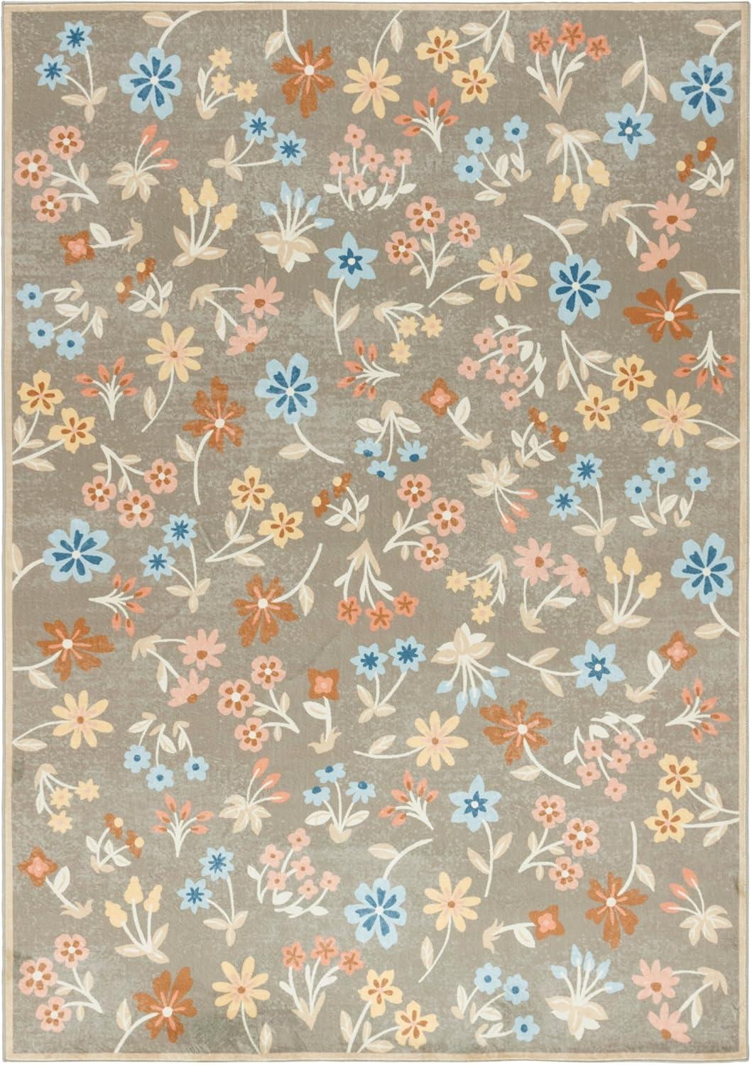 imageMartha Stewart x SAFAVIEH Machine Washable Area Rug Collection 5 x 8 Dark Beige ampamp Light Blue Slip Resistant ampamp Easy Cleaning Ideal for Ideal for Living Room Bedroom Dining Space MSRW187CDark BeigeLight Blue