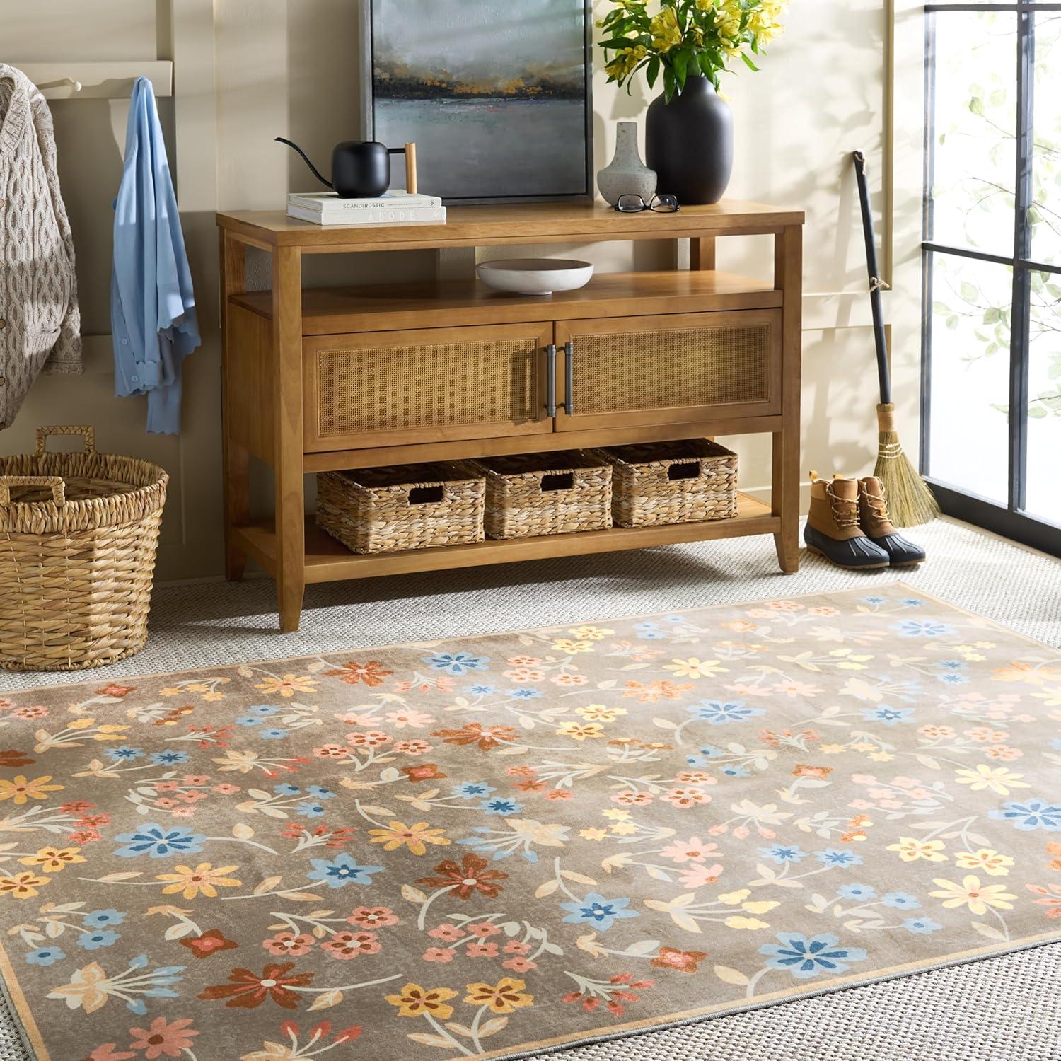 imageMartha Stewart x SAFAVIEH Machine Washable Area Rug Collection 5 x 8 Dark Beige ampamp Light Blue Slip Resistant ampamp Easy Cleaning Ideal for Ideal for Living Room Bedroom Dining Space MSRW187CDark BeigeLight Blue