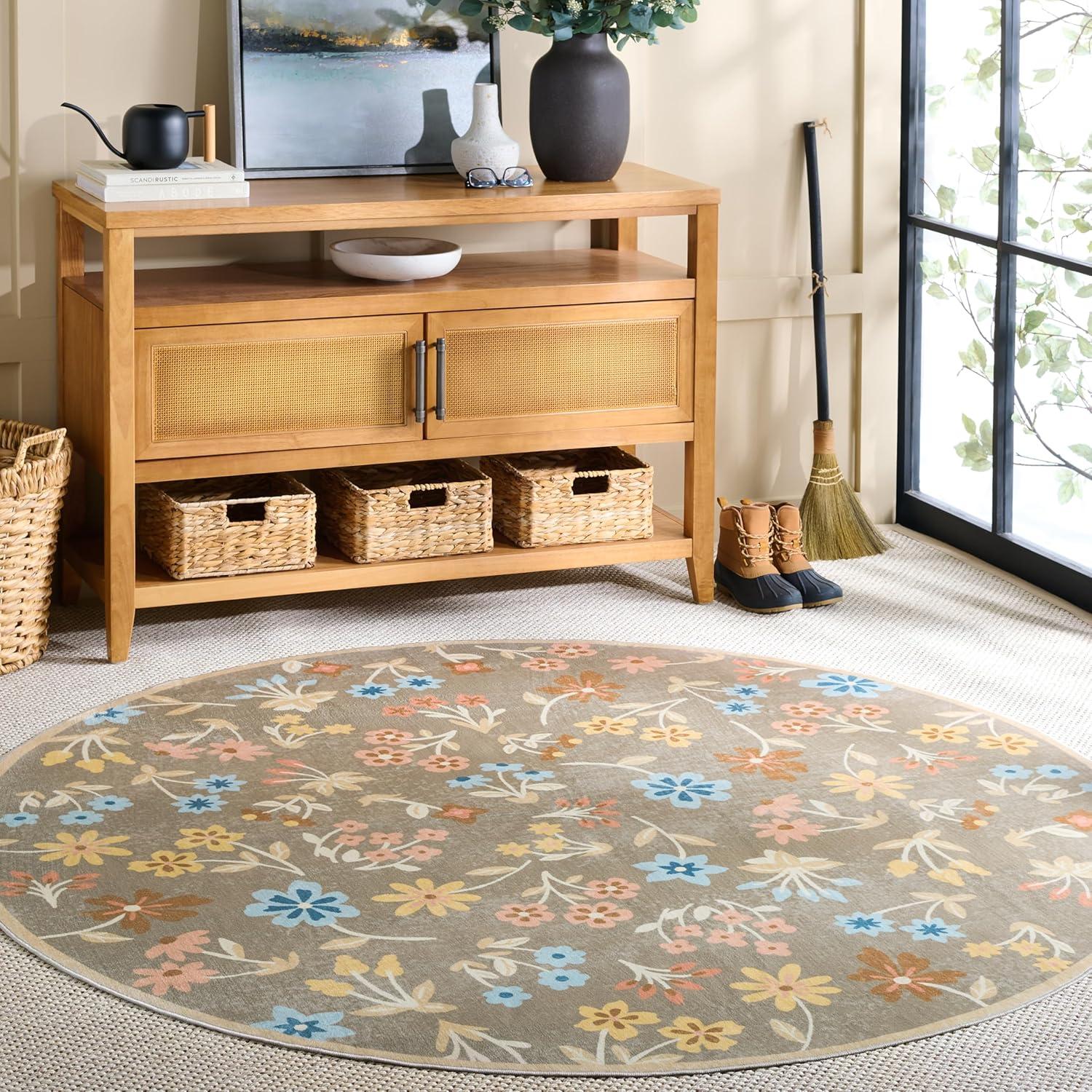 imageMartha Stewart x SAFAVIEH Machine Washable Area Rug Collection 5 x 8 Dark Beige ampamp Light Blue Slip Resistant ampamp Easy Cleaning Ideal for Ideal for Living Room Bedroom Dining Space MSRW187CDark BeigeLight Blue