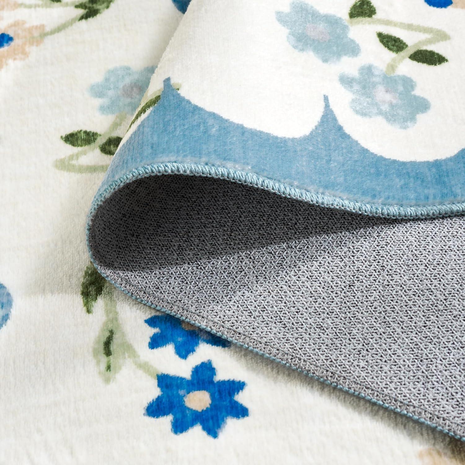 imageMartha Stewart x SAFAVIEH Machine Washable Area Rug Collection 5 x 8 Ivory ampamp Light Blue Slip Resistant ampamp Easy Cleaning Ideal for Ideal for Living Room Bedroom Dining Space MSRW198AIvoryLight Blue