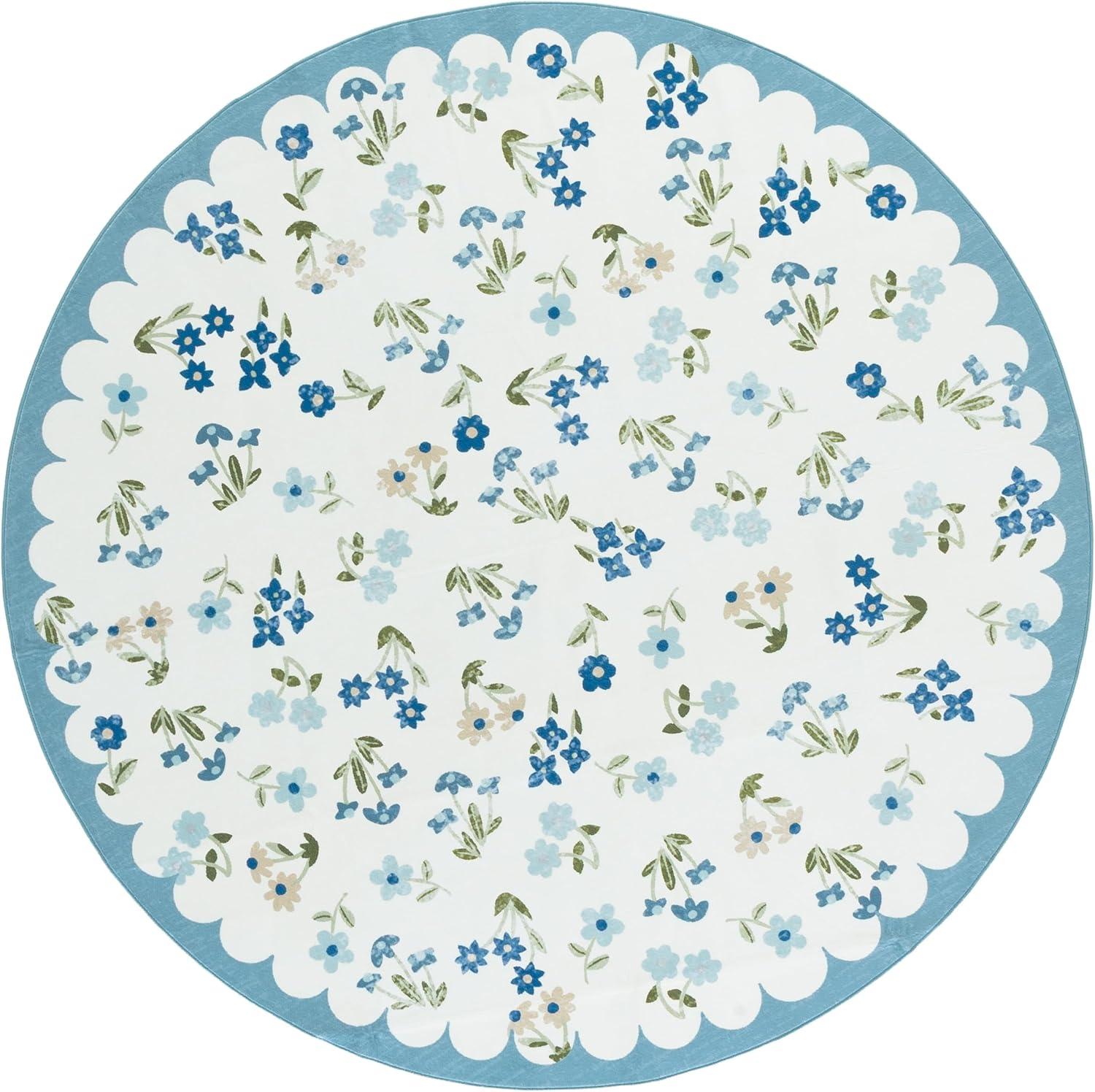 imageMartha Stewart x SAFAVIEH Machine Washable Area Rug Collection 5 x 8 Ivory ampamp Light Blue Slip Resistant ampamp Easy Cleaning Ideal for Ideal for Living Room Bedroom Dining Space MSRW198AIvoryLight Blue