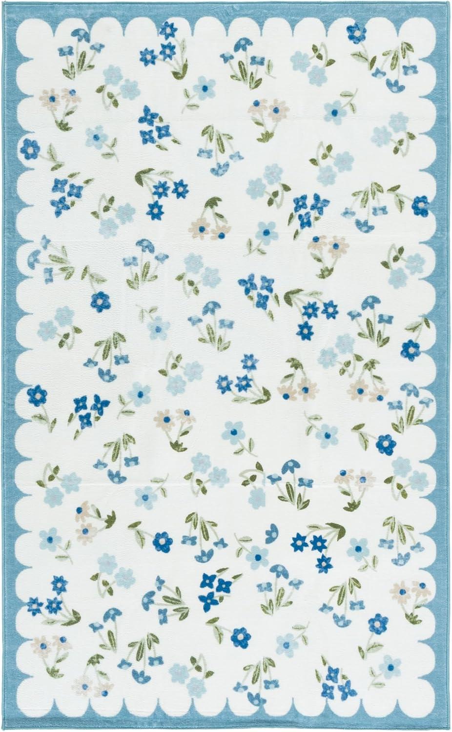 imageMartha Stewart x SAFAVIEH Machine Washable Area Rug Collection 5 x 8 Ivory ampamp Light Blue Slip Resistant ampamp Easy Cleaning Ideal for Ideal for Living Room Bedroom Dining Space MSRW198AIvoryLight Blue