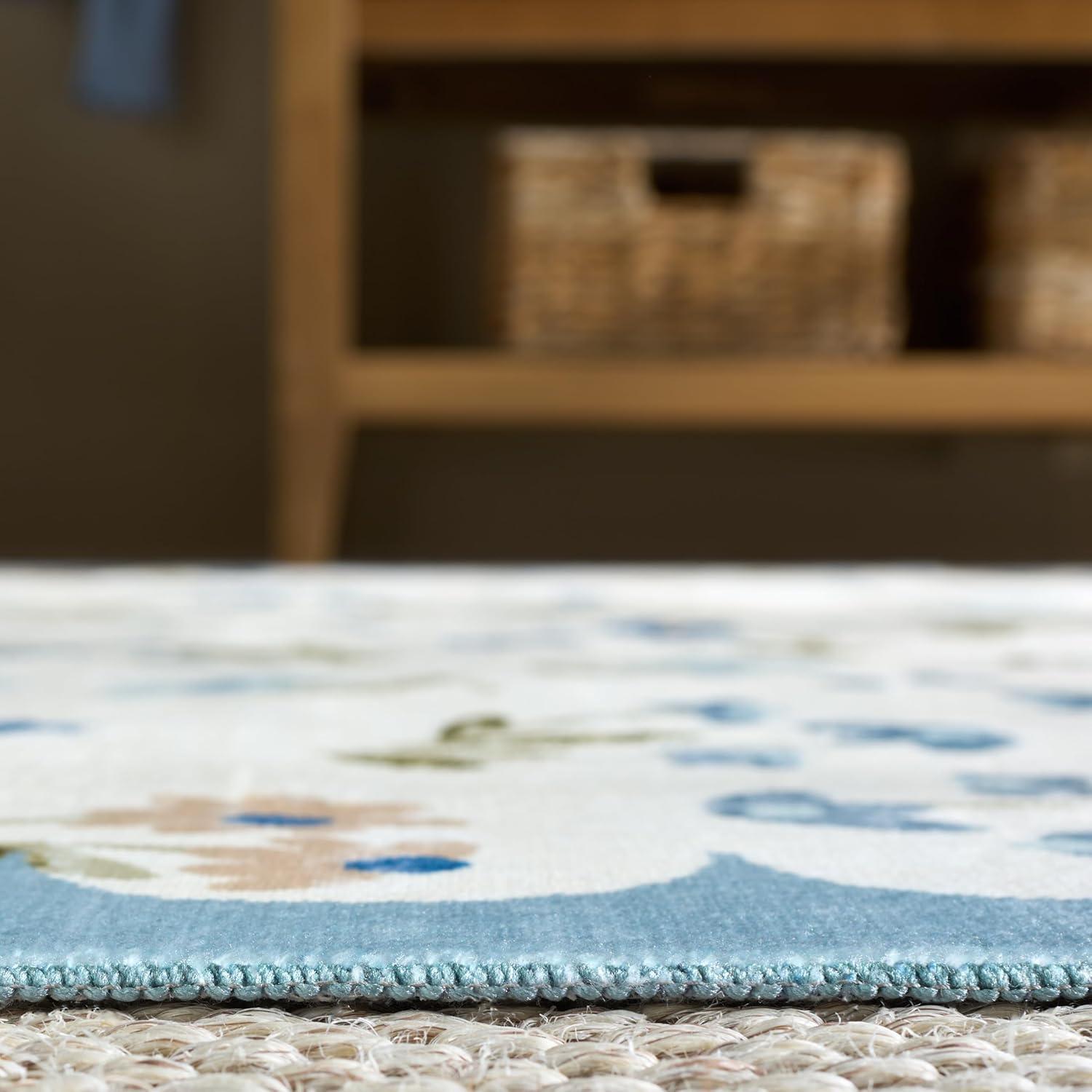 imageMartha Stewart x SAFAVIEH Machine Washable Area Rug Collection 5 x 8 Ivory ampamp Light Blue Slip Resistant ampamp Easy Cleaning Ideal for Ideal for Living Room Bedroom Dining Space MSRW198AIvoryLight Blue