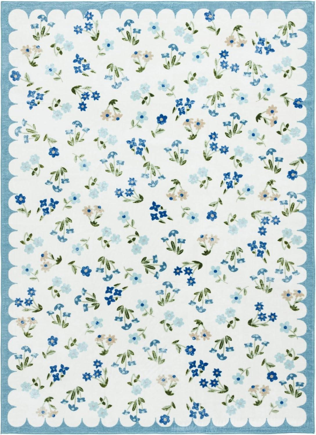 imageMartha Stewart x SAFAVIEH Machine Washable Area Rug Collection 5 x 8 Ivory ampamp Light Blue Slip Resistant ampamp Easy Cleaning Ideal for Ideal for Living Room Bedroom Dining Space MSRW198AIvoryLight Blue