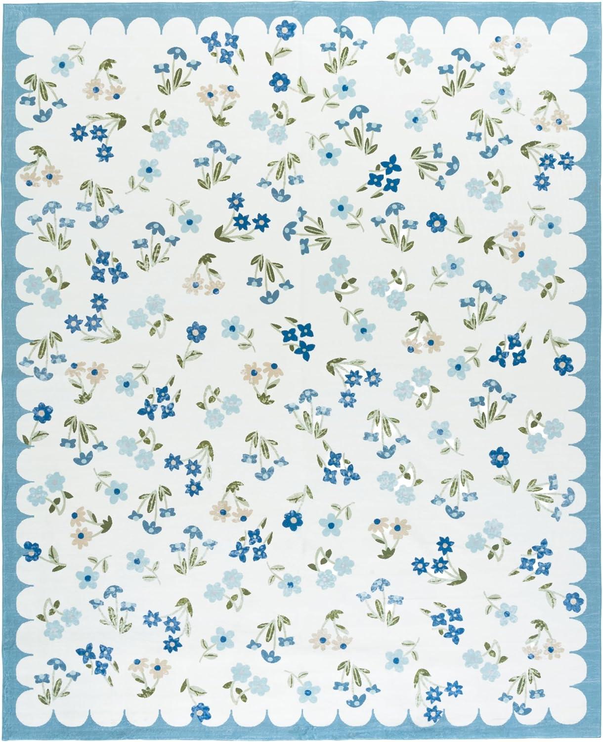imageMartha Stewart x SAFAVIEH Machine Washable Area Rug Collection 5 x 8 Ivory ampamp Light Blue Slip Resistant ampamp Easy Cleaning Ideal for Ideal for Living Room Bedroom Dining Space MSRW198AIvoryLight Blue