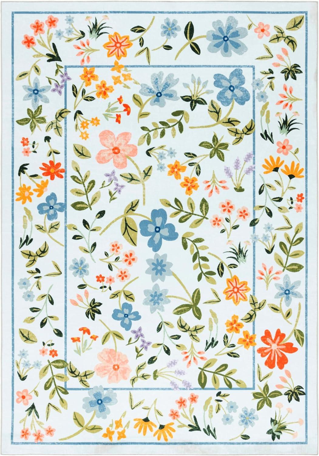 imageMartha Stewart x SAFAVIEH Machine Washable Area Rug Collection 5 x 8 Light Blue ampamp Rust Slip Resistant ampamp Easy Cleaning Ideal for Ideal for Living Room Bedroom Dining Space MSRW190KLight BlueRust