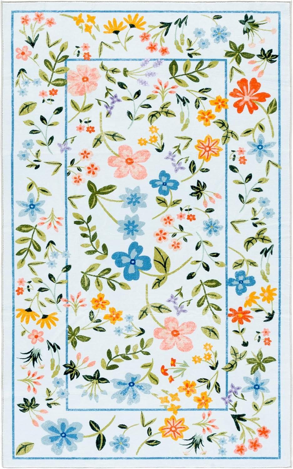 imageMartha Stewart x SAFAVIEH Machine Washable Area Rug Collection 5 x 8 Light Blue ampamp Rust Slip Resistant ampamp Easy Cleaning Ideal for Ideal for Living Room Bedroom Dining Space MSRW190KLight BlueRust