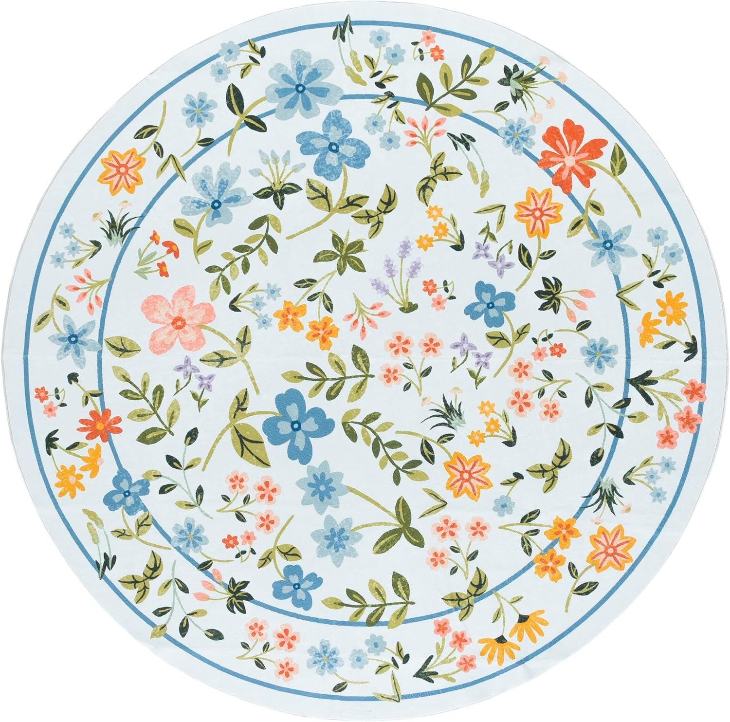 imageMartha Stewart x SAFAVIEH Machine Washable Area Rug Collection 5 x 8 Light Blue ampamp Rust Slip Resistant ampamp Easy Cleaning Ideal for Ideal for Living Room Bedroom Dining Space MSRW190KLight BlueRust