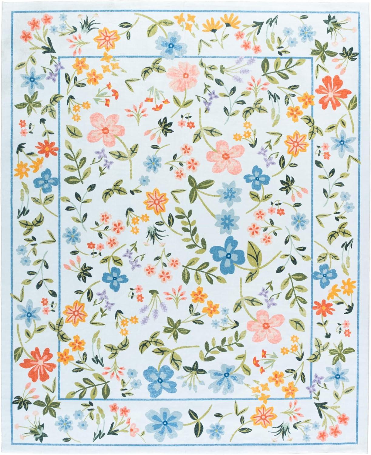 imageMartha Stewart x SAFAVIEH Machine Washable Area Rug Collection 5 x 8 Light Blue ampamp Rust Slip Resistant ampamp Easy Cleaning Ideal for Ideal for Living Room Bedroom Dining Space MSRW190KLight BlueRust