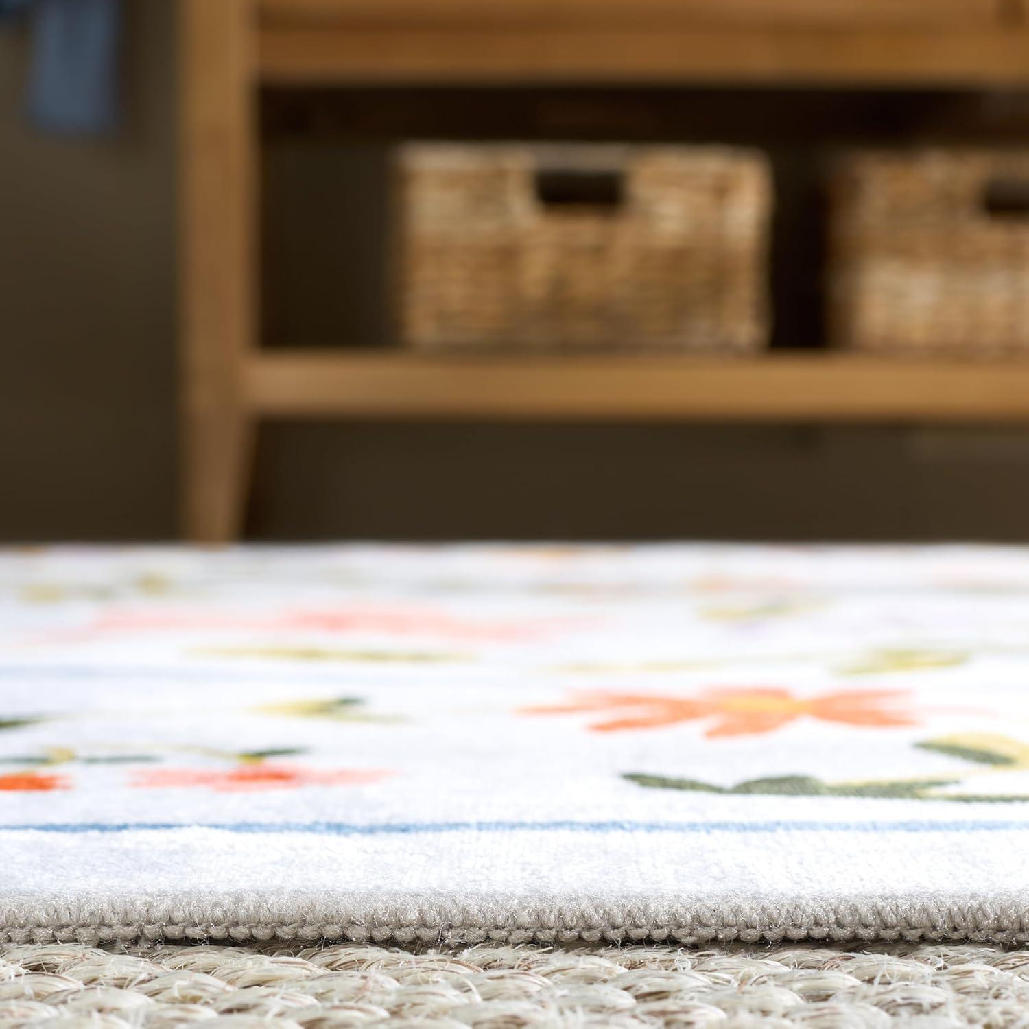 imageMartha Stewart x SAFAVIEH Machine Washable Area Rug Collection 5 x 8 Light Blue ampamp Rust Slip Resistant ampamp Easy Cleaning Ideal for Ideal for Living Room Bedroom Dining Space MSRW190KLight BlueRust