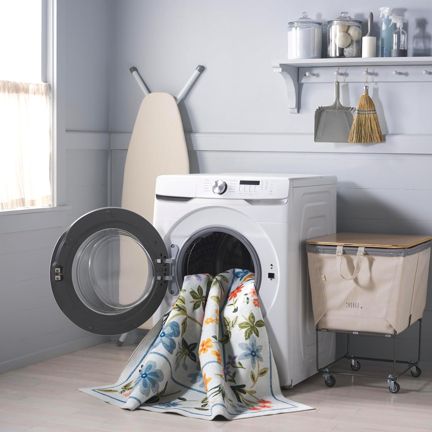 imageMartha Stewart x SAFAVIEH Machine Washable Area Rug Collection 5 x 8 Light Blue ampamp Rust Slip Resistant ampamp Easy Cleaning Ideal for Ideal for Living Room Bedroom Dining Space MSRW190KLight BlueRust