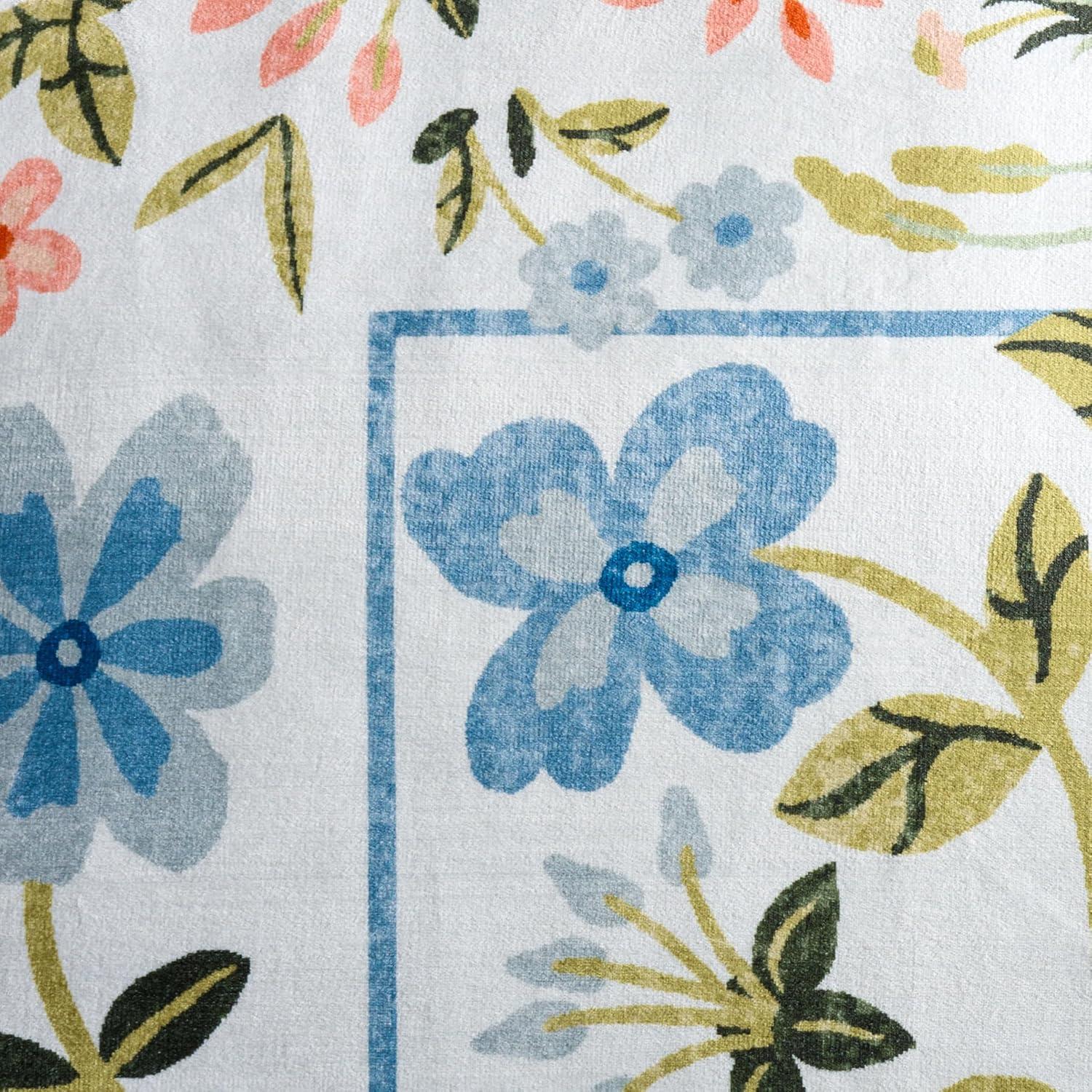 imageMartha Stewart x SAFAVIEH Machine Washable Area Rug Collection 5 x 8 Light Blue ampamp Rust Slip Resistant ampamp Easy Cleaning Ideal for Ideal for Living Room Bedroom Dining Space MSRW190KLight BlueRust