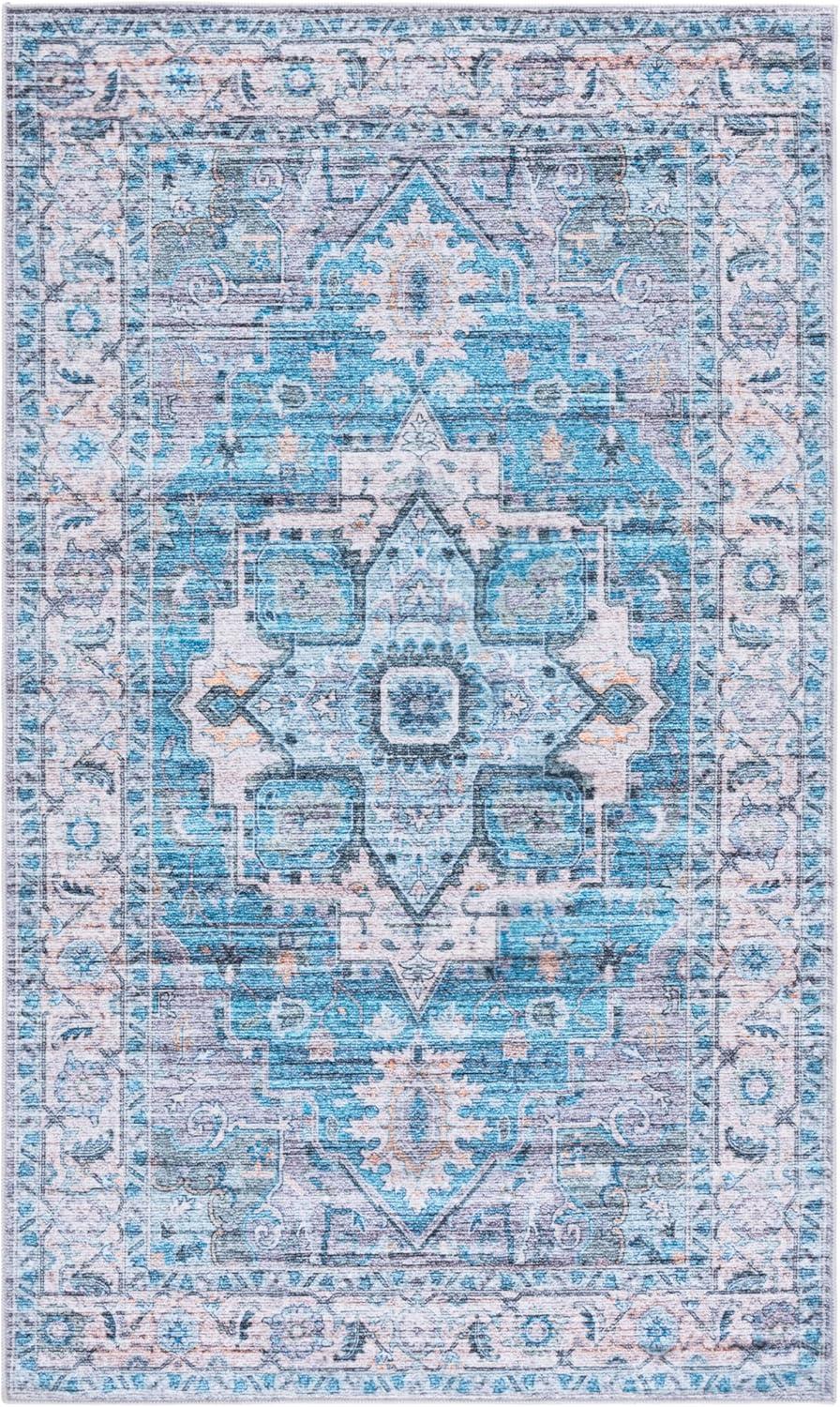 imageMartha Stewart x SAFAVIEH Machine Washable Area Rug Collection 5 x 8 Rust ampamp Blue Slip Resistant ampamp Easy Cleaning Ideal for Ideal for Living Room Bedroom Dining Space MSRW113QGreyTurquoise