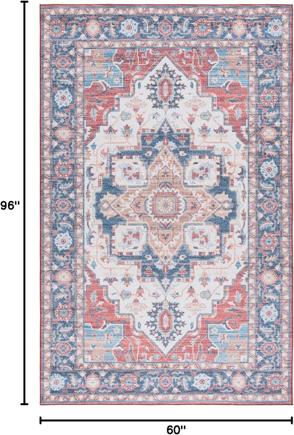 imageMartha Stewart x SAFAVIEH Machine Washable Area Rug Collection 5 x 8 Rust ampamp Blue Slip Resistant ampamp Easy Cleaning Ideal for Ideal for Living Room Bedroom Dining Space MSRW113QRustBlue