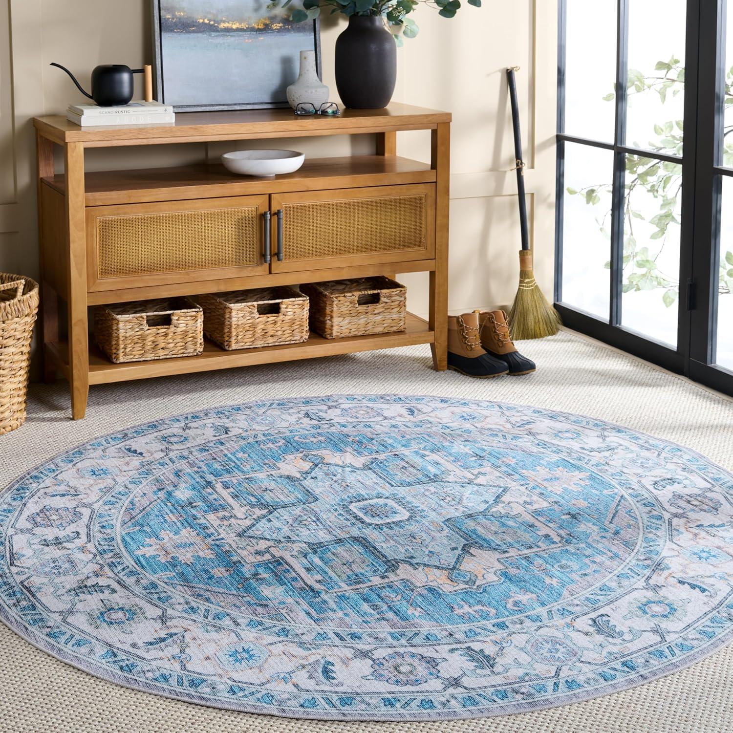 imageMartha Stewart x SAFAVIEH Machine Washable Area Rug Collection 5 x 8 Rust ampamp Blue Slip Resistant ampamp Easy Cleaning Ideal for Ideal for Living Room Bedroom Dining Space MSRW113QGreyTurquoise
