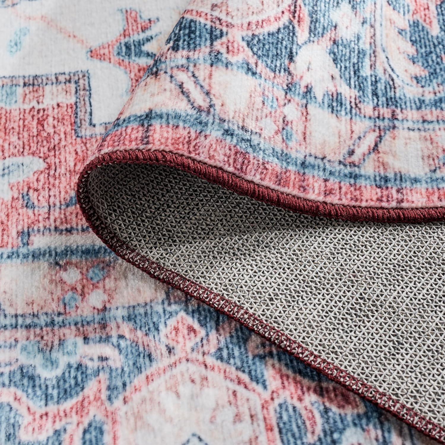 imageMartha Stewart x SAFAVIEH Machine Washable Area Rug Collection 5 x 8 Rust ampamp Blue Slip Resistant ampamp Easy Cleaning Ideal for Ideal for Living Room Bedroom Dining Space MSRW113QRustBlue