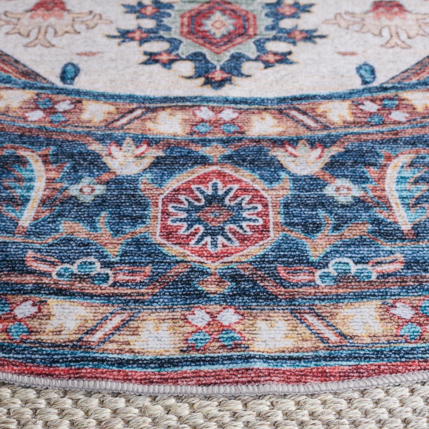 imageMartha Stewart x SAFAVIEH Machine Washable Area Rug Collection 5 x 8 Rust ampamp Blue Slip Resistant ampamp Easy Cleaning Ideal for Ideal for Living Room Bedroom Dining Space MSRW113QRustBlue