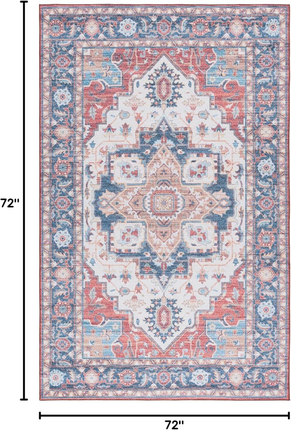 imageMartha Stewart x SAFAVIEH Machine Washable Area Rug Collection 5 x 8 Rust ampamp Blue Slip Resistant ampamp Easy Cleaning Ideal for Ideal for Living Room Bedroom Dining Space MSRW113QRustBlue