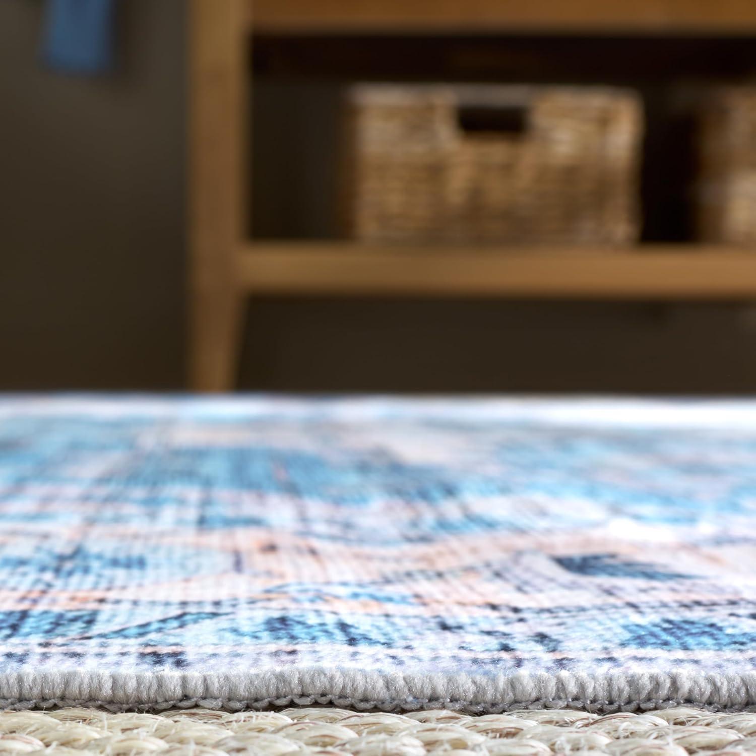 imageMartha Stewart x SAFAVIEH Machine Washable Area Rug Collection 5 x 8 Rust ampamp Blue Slip Resistant ampamp Easy Cleaning Ideal for Ideal for Living Room Bedroom Dining Space MSRW113QGreyTurquoise